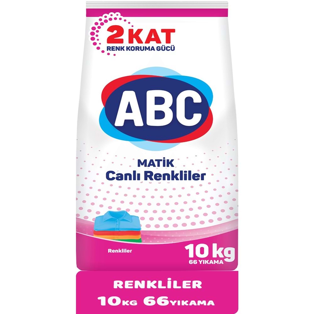 Abc Matik Toz Çamaşır Deterjanı 10KG Canlı Renkler (66 Yıkama)