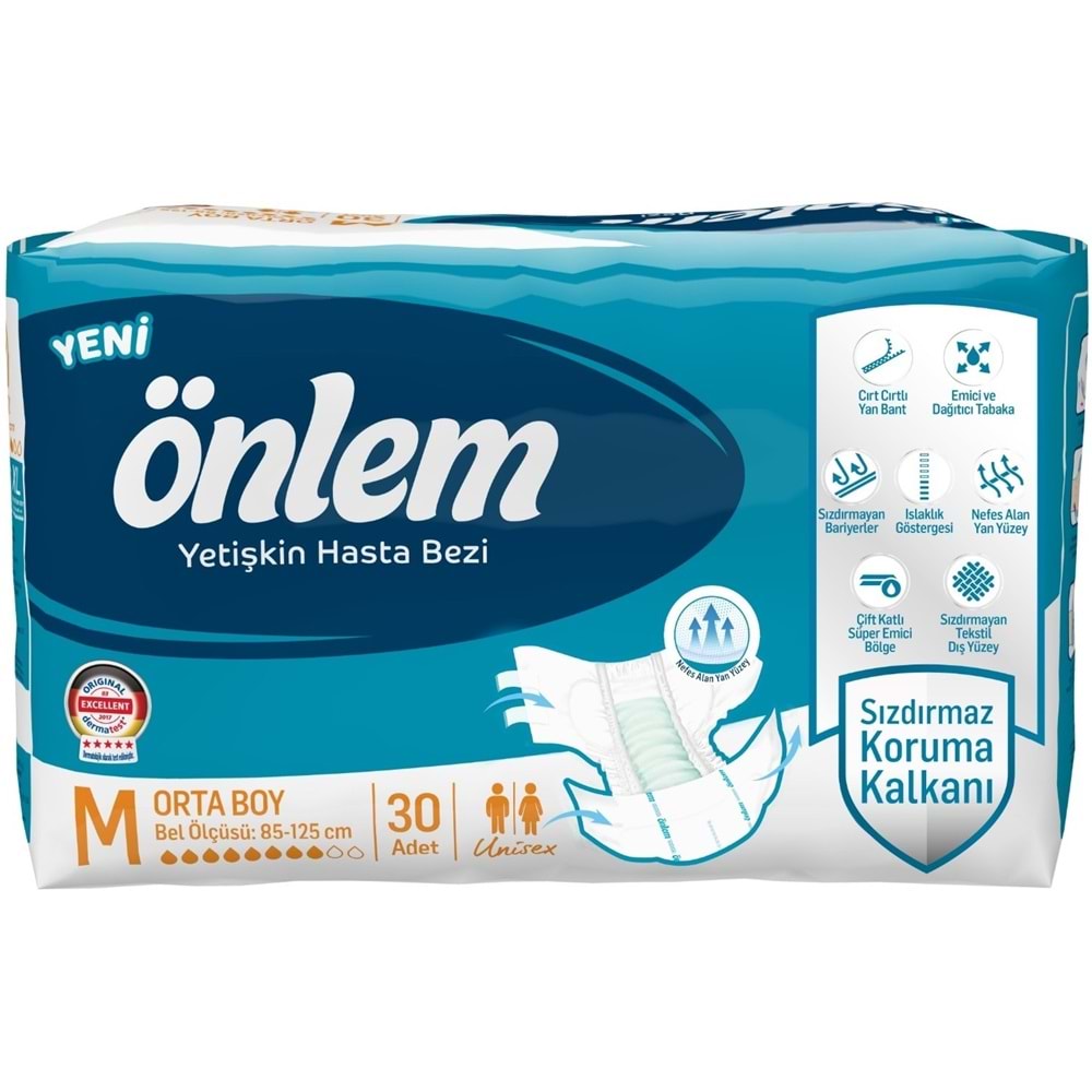 Önlem Yetişkin Bezi Bel Bantlı Tekstil Yüzey M - Medium - Orta (30 Adet)