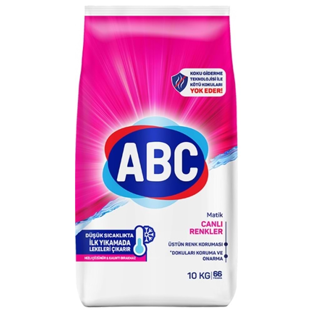 Abc Matik Toz Çamaşır Deterjanı 20KG (2PK*10KG) Canlı Renkler (132 Yıkama)