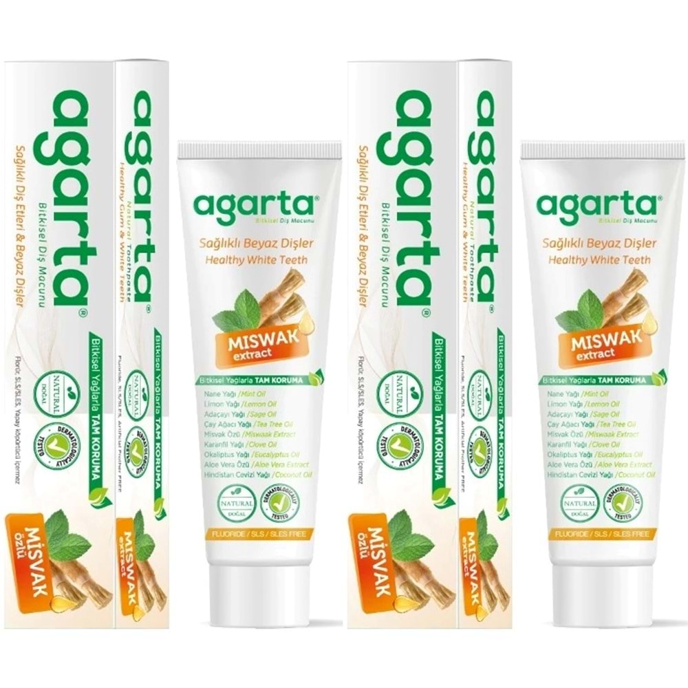 Agarta Doğal Diş Macunu 100ML Misvak özlü (2 Li Set)