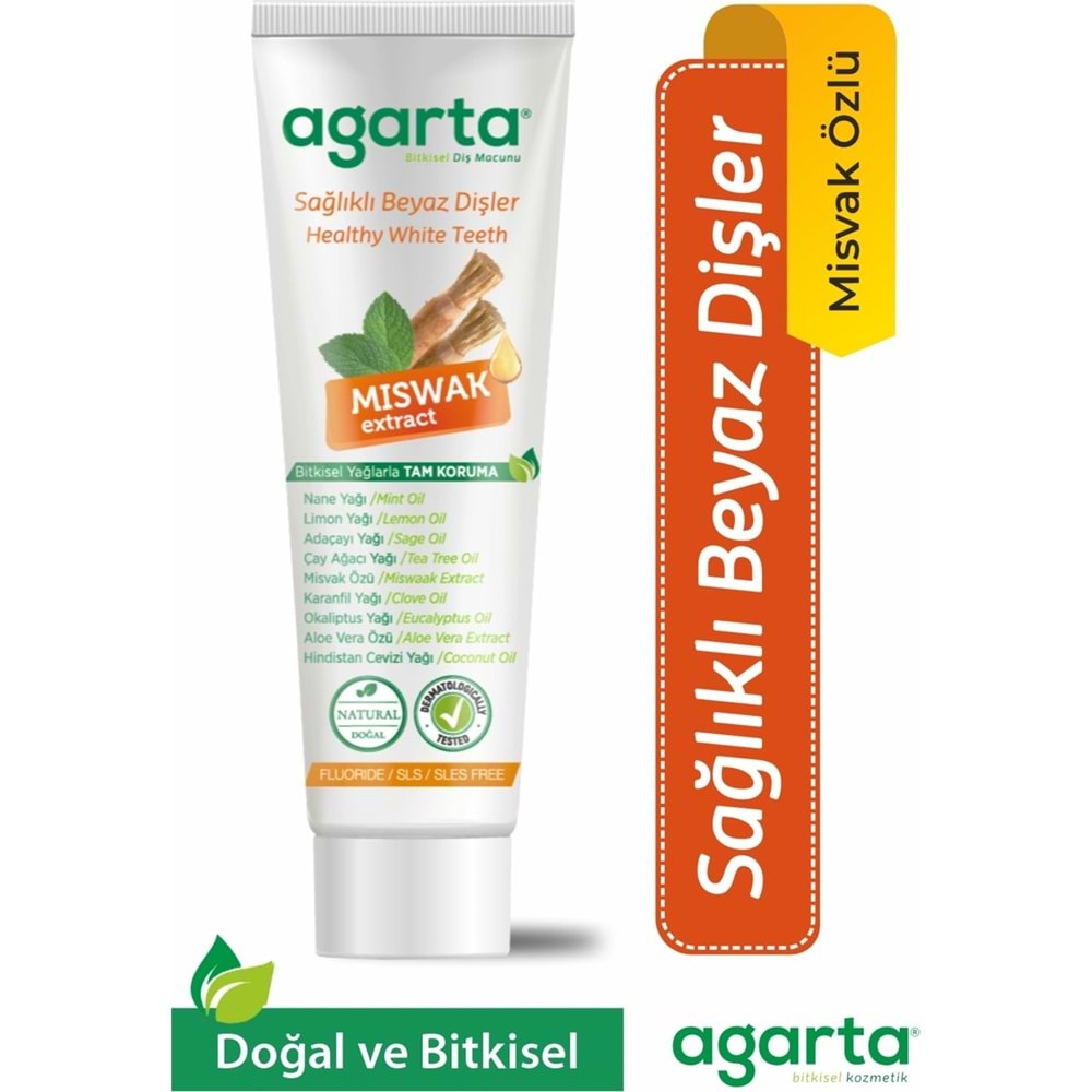 Agarta Doğal Diş Macunu 100ML Misvak özlü (2 Li Set)