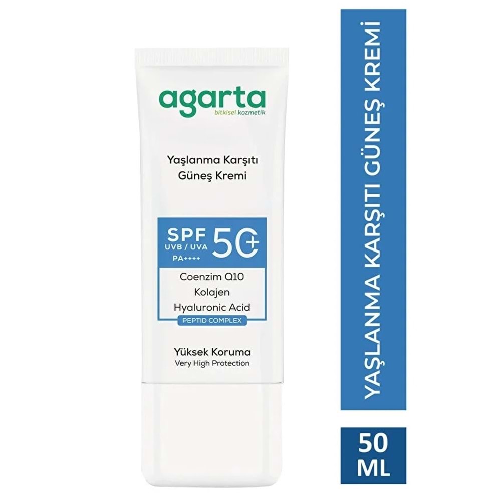 Agarta Yaşlanma Karşıtı Collagen Destekli Spf+50 Faktör Yüz Güneş Kremi 50 ML (5 Li Set)
