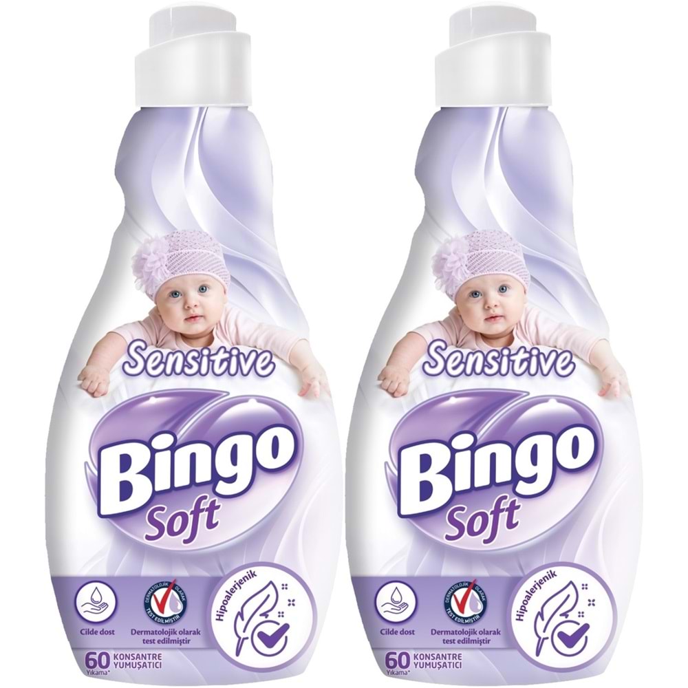 Bingo Soft Çamaşır Yumuşatıcı Konsantre 1440ML Sensitive (Hipoalerjenik) (2 Li Set)