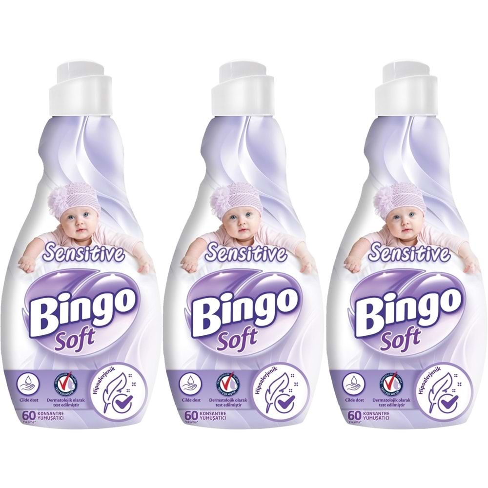 Bingo Soft Çamaşır Yumuşatıcı Konsantre 1440ML Sensitive (Hipoalerjenik) (3 Lü Set)