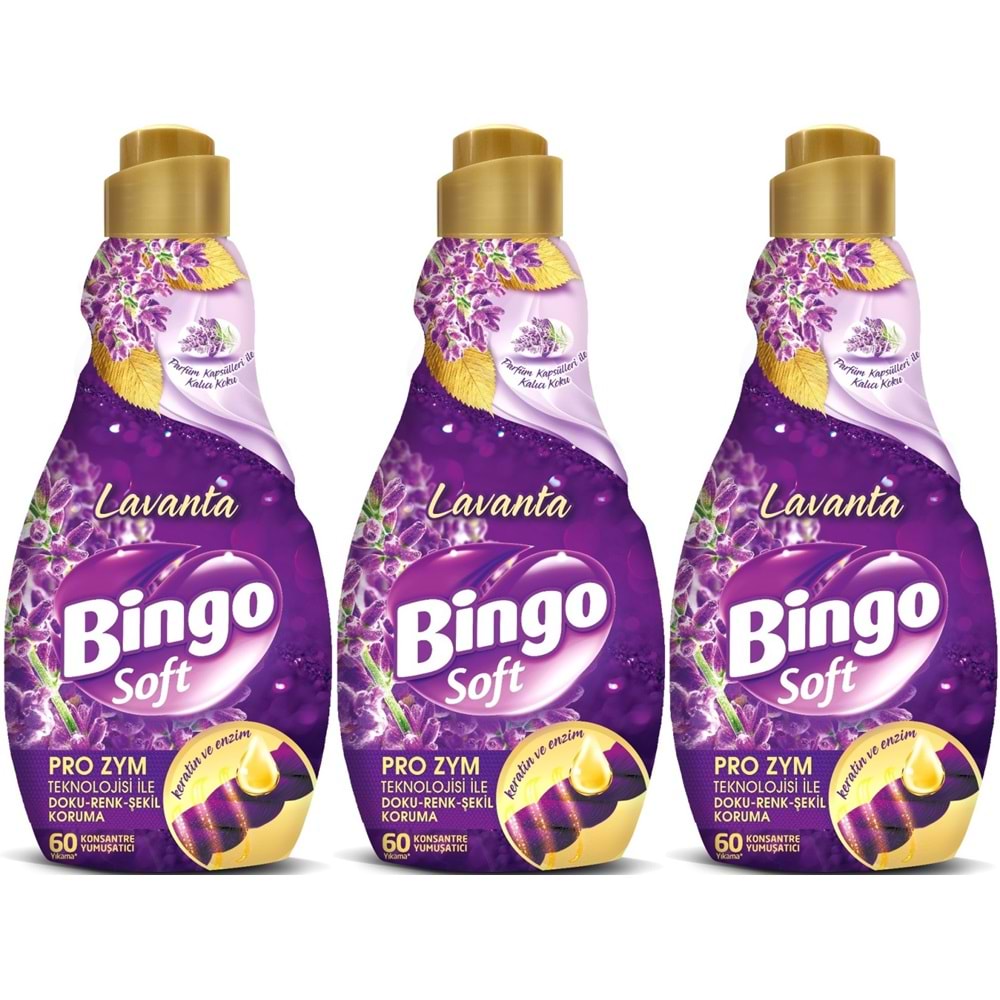 Bingo Soft Çamaşır Yumuşatıcı Konsantre 1440ML Lavanta (3 Lü Set)