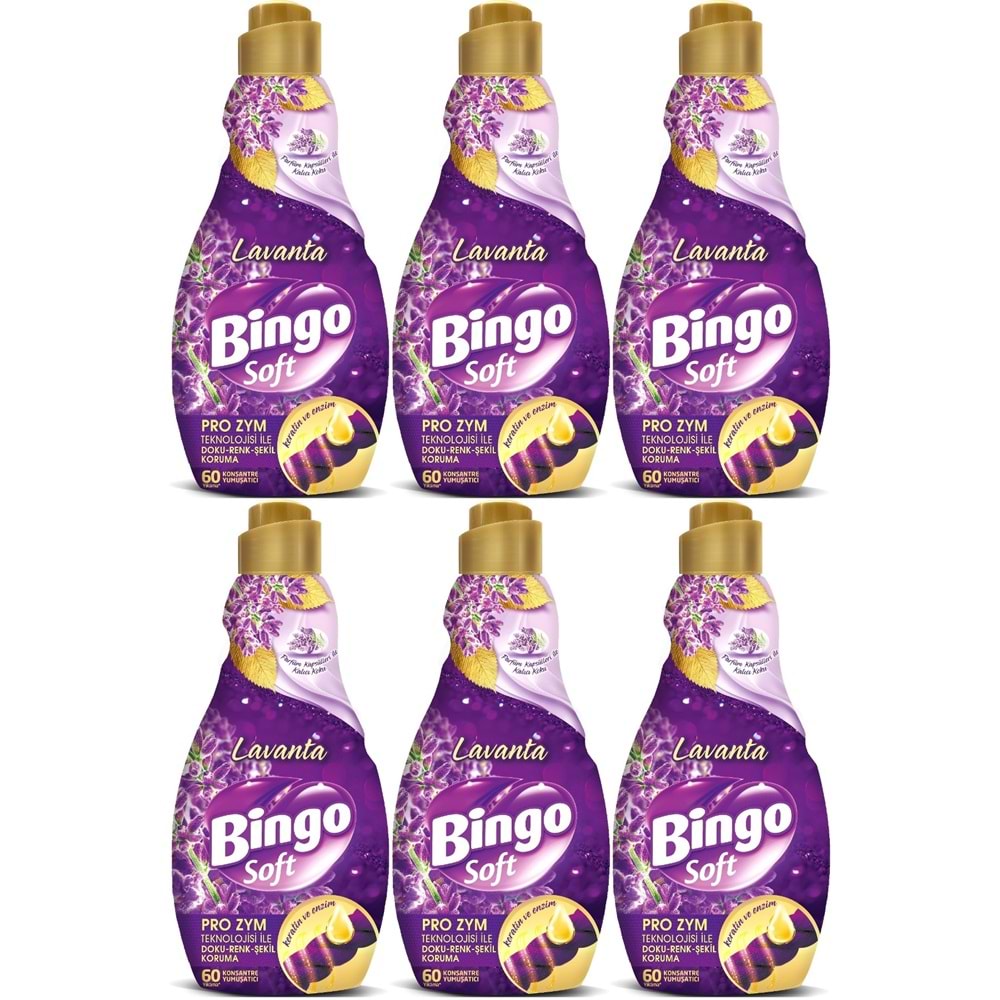Bingo Soft Çamaşır Yumuşatıcı Konsantre 1440ML Lavanta (6 Lı Set)
