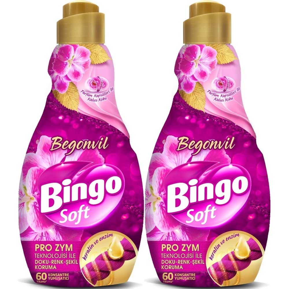 Bingo Soft Çamaşır Yumuşatıcı Konsantre 1440ML Begonvil (2 Li Set)