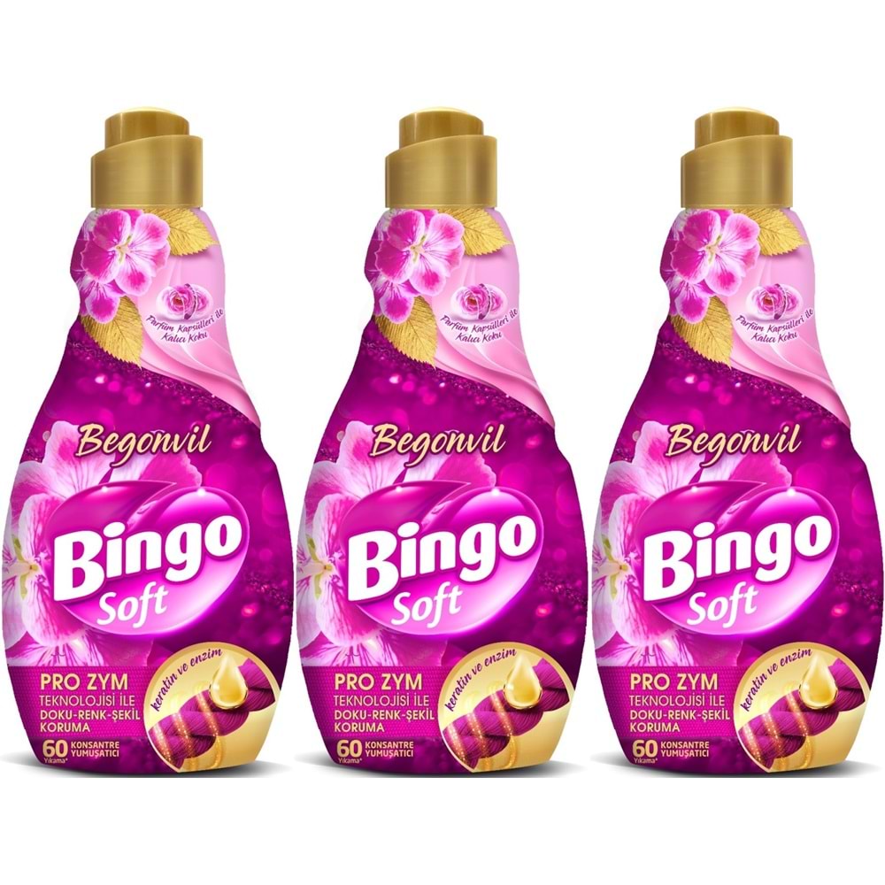Bingo Soft Çamaşır Yumuşatıcı Konsantre 1440ML Begonvil (3 Lü Set)