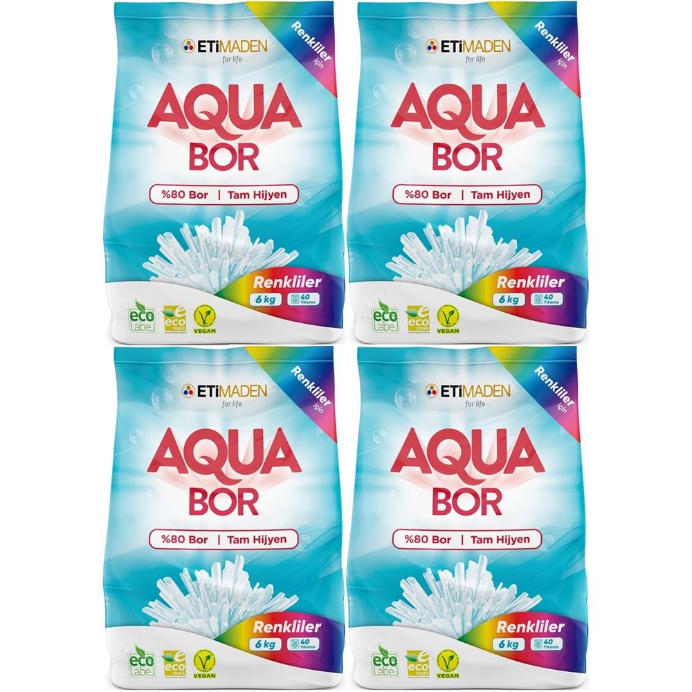 AquaBor Matik Toz Çamaşır Deterjanı 24KG (Renkliler İçin) 160 Yıkama (4PK*6KG)