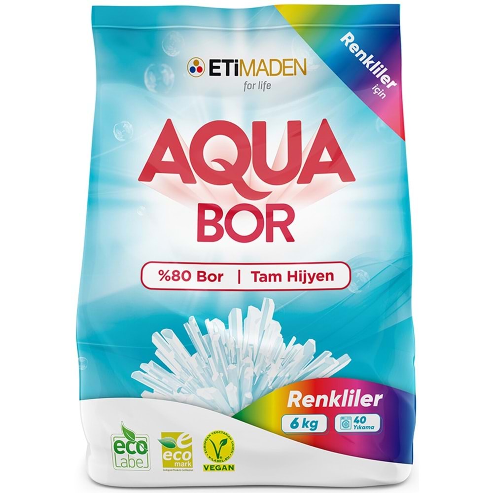 AquaBor Matik Toz Çamaşır Deterjanı 24KG (Renkliler İçin) 160 Yıkama (4PK*6KG)