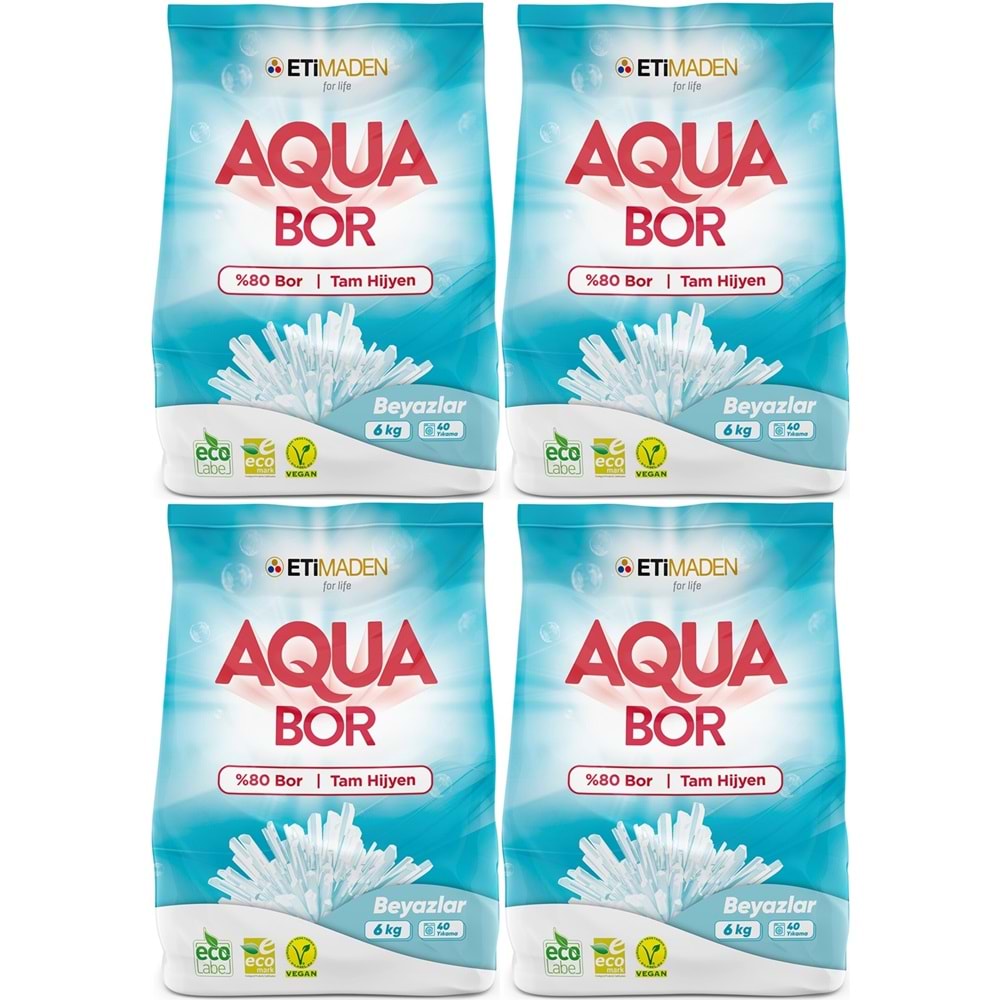 AquaBor Matik Toz Çamaşır Deterjanı 24KG (Beyazlar İçin) 160 Yıkama (4PK*6KG)