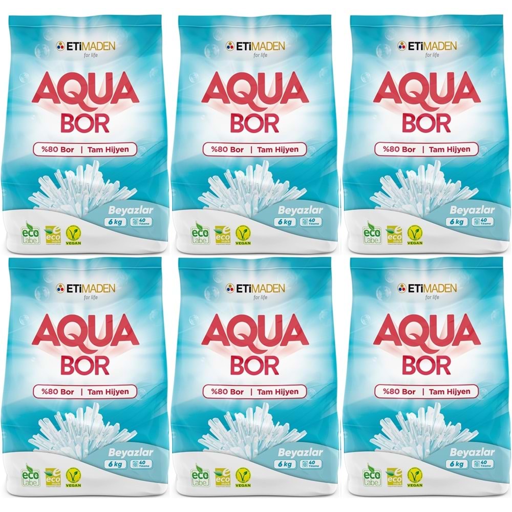AquaBor Matik Toz Çamaşır Deterjanı 36KG (Beyazlar İçin) 240 Yıkama (6PK*6KG)