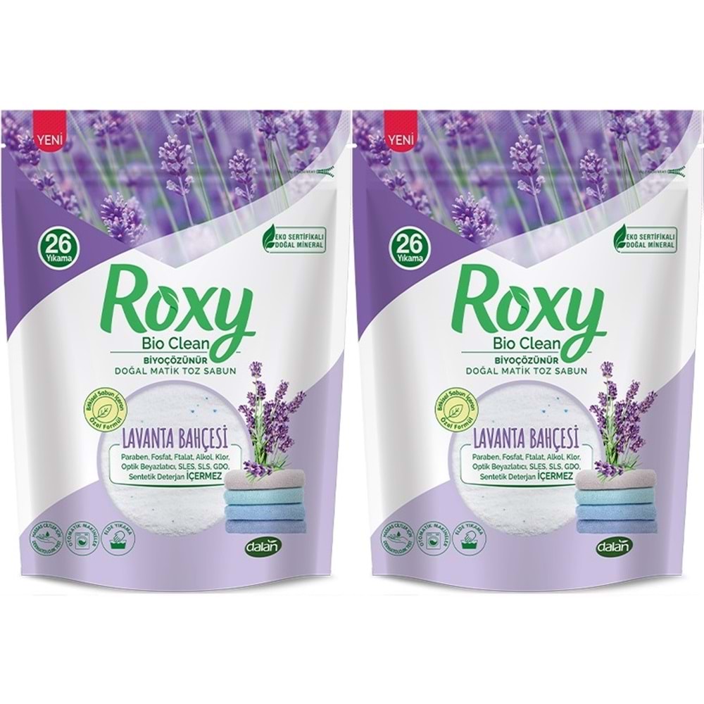Dalan Roxy Bio Clean Matik Sabun Tozu 800GR Lavanta Bahçesi (2 Li Set) (52 Yıkama)
