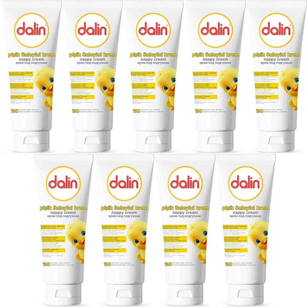 Dalin Pişik öneliyici Krem/Pişik Kremi 100ML (Bebekler İçin) (9 Lu Set)