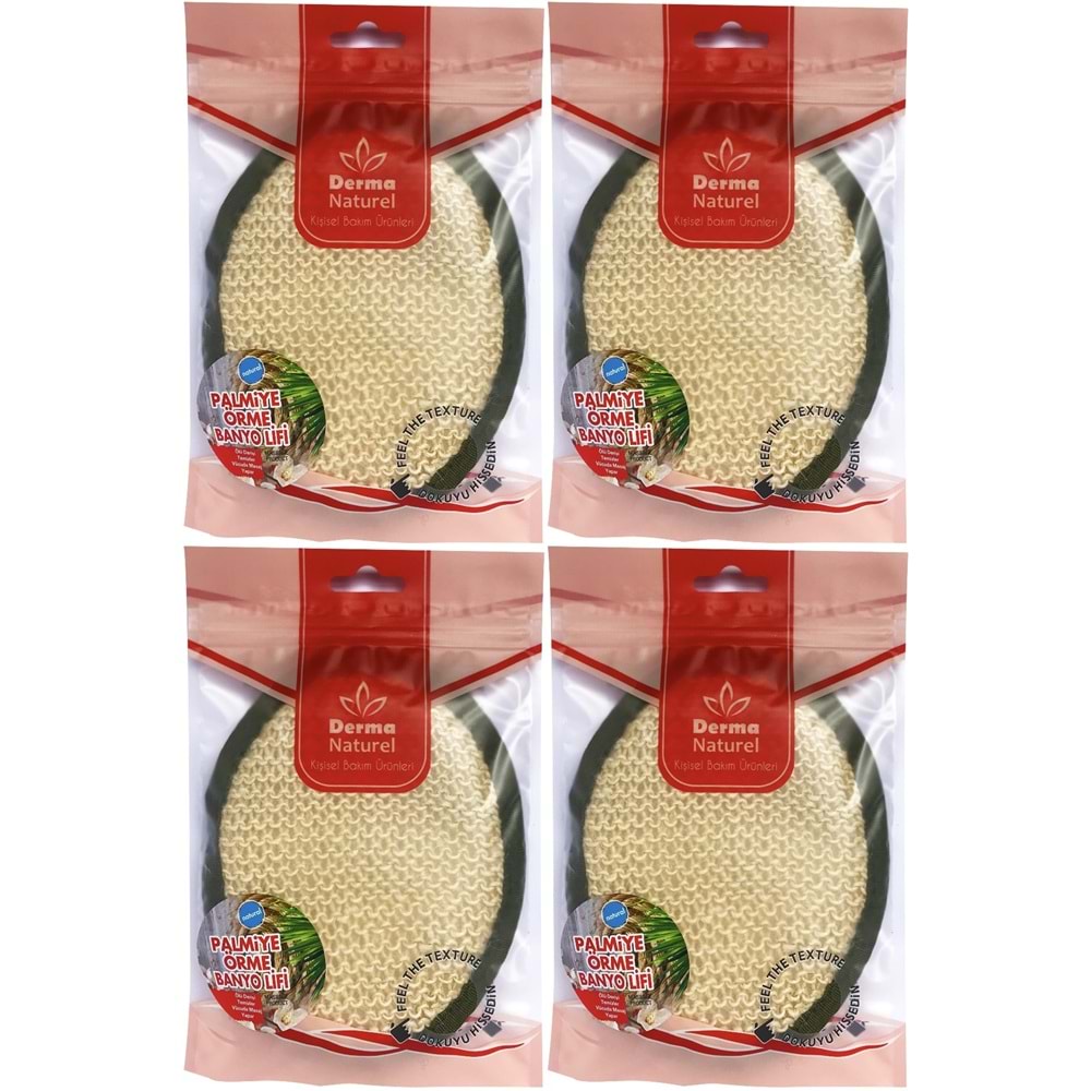 Derma Naturel Örme Banyo Yüz Lifi (15*24CM) MS-02 (4 Lü Set)