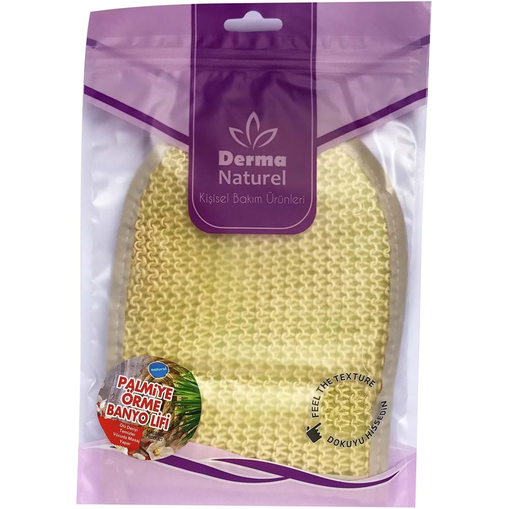 Derma Naturel Palmiye Lifi Örme Banyo Eldiveni (15*24CM) MS-04 (4 Lü Set)