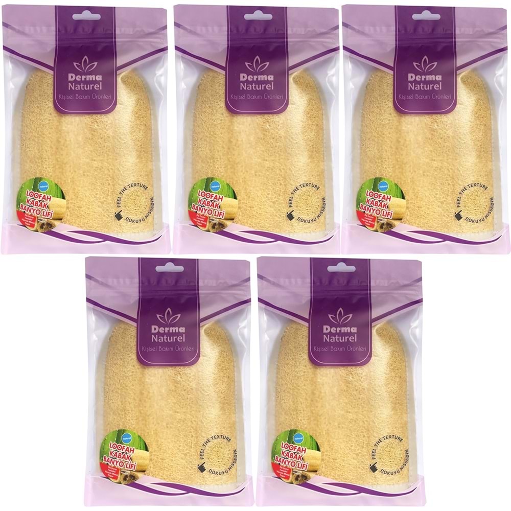 Derma Naturel Loofah Kabak Havlu Banyo Eldiveni (15*24CM) MS-11 (5 Li Set)