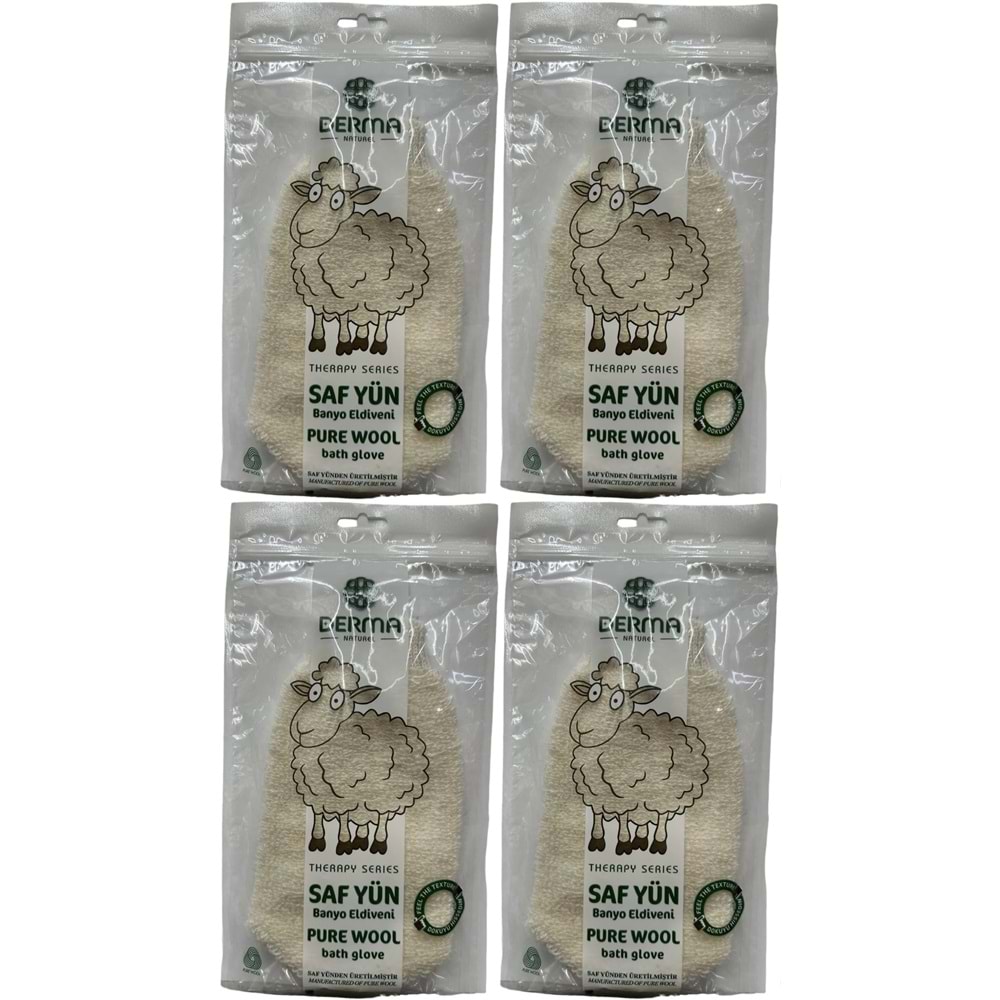 Derma Naturel Therapy Saf Yün Banyo Eldiveni T-485 (4 Lü Set)