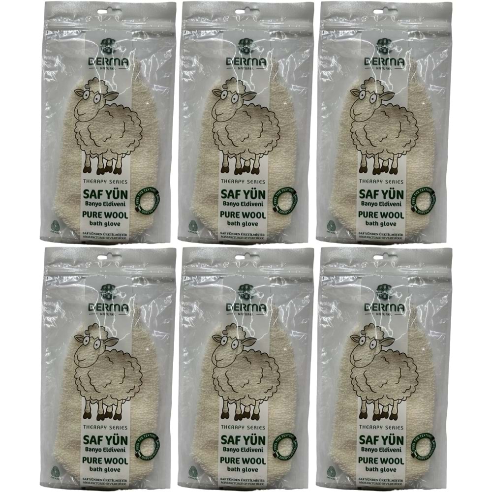 Derma Naturel Therapy Saf Yün Banyo Eldiveni T-485 (6 Lı Set)