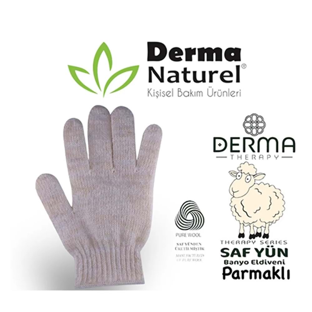 Derma Naturel Therapy Saf Yün Parmaklı Banyo Eldiveni T-478 (4 Lü Set)