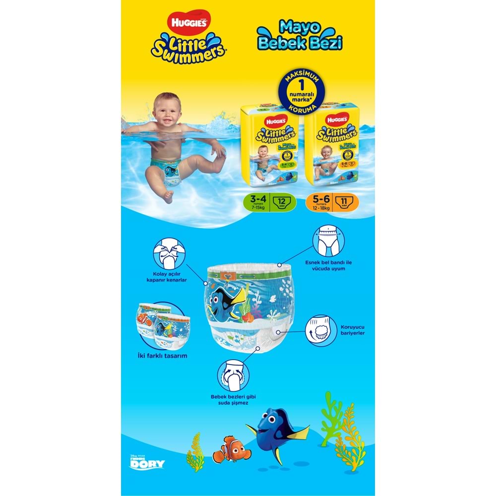 Huggıes Little Swımmers Mayo Bebek Bezi 3-4 Beden 7-15 KG 72 Adet 6Pk*12