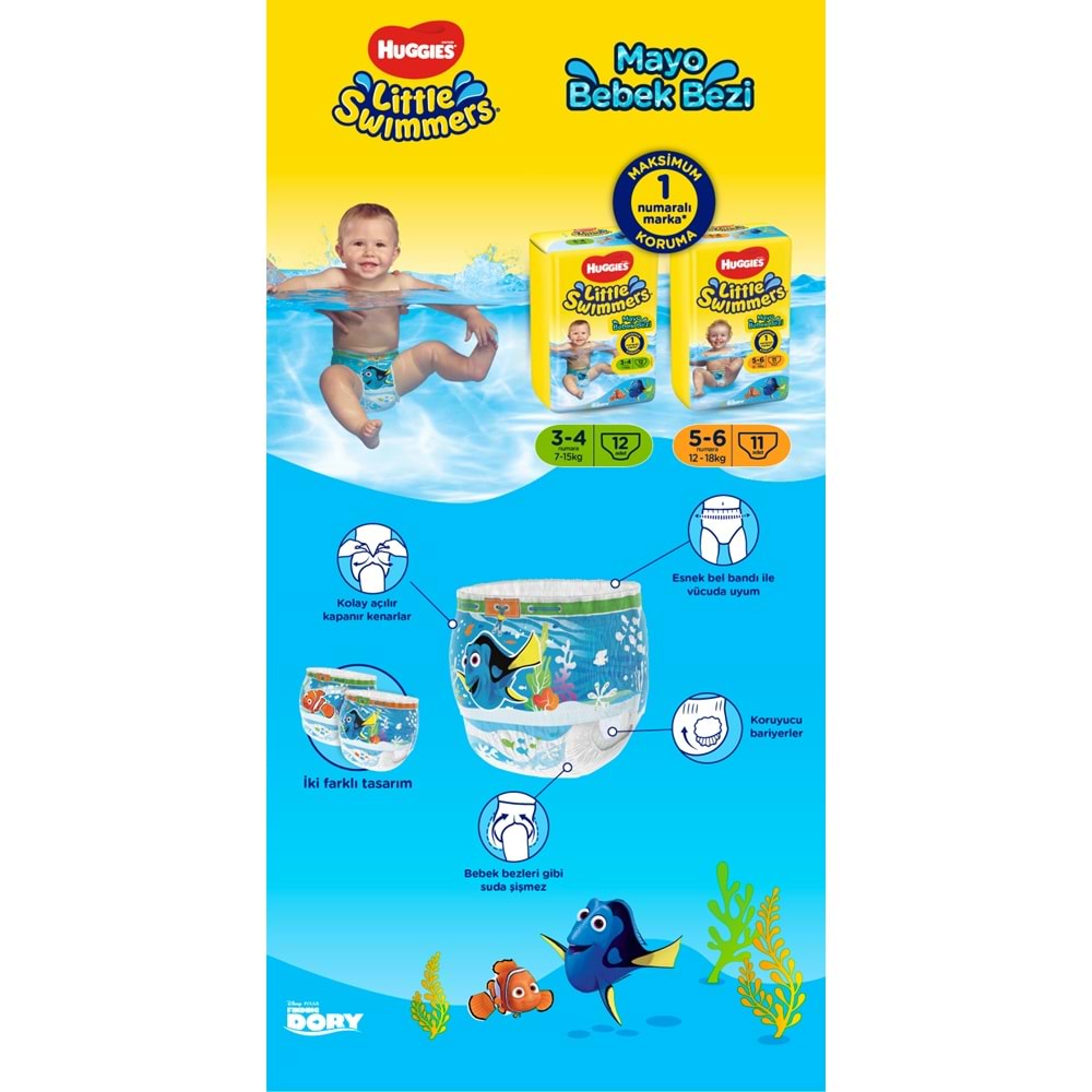 Huggıes Little Swımmers Mayo Bebek Bezi 3-4 Beden 7-15 KG 24 Adet 2PK*12