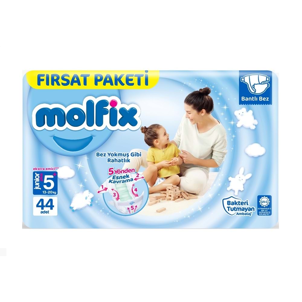 Molfix Bebek Bezi 5+ Beden 13-20 KG Junior Plus 220 Adet MeGa Fırsat Pk