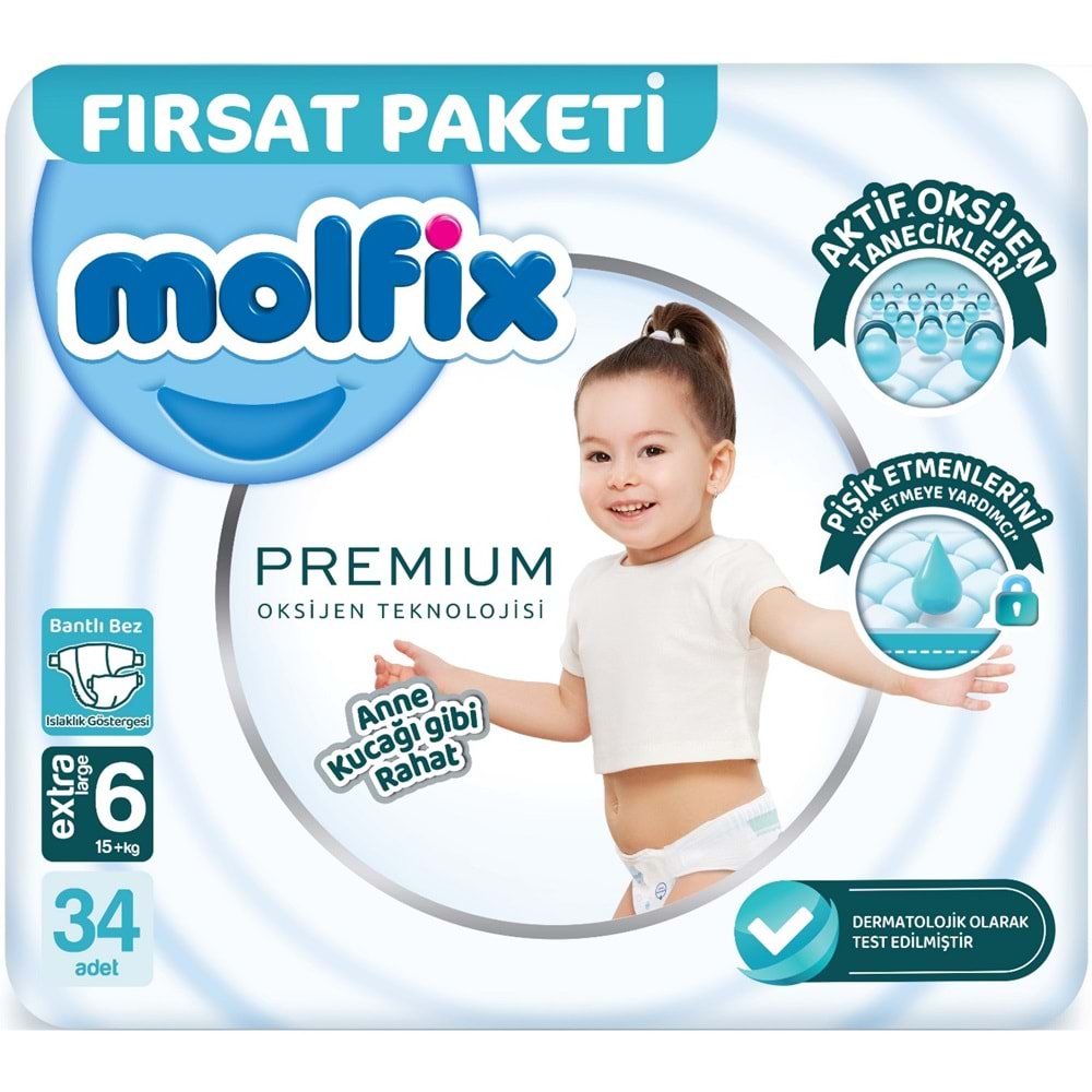 Molfix Premium Bebek Bezi 6 Beden 15+ KG Extra Large 68 Adet Ekonomik Ultra Fırsat Pk