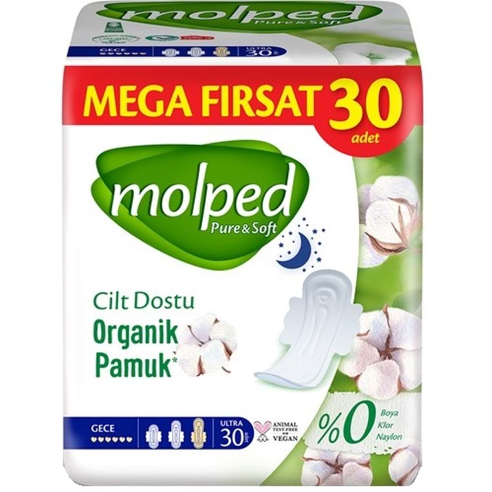 Molped Pure&Soft Hijyenik Ped Gece 180 (6PK*30) Adet Mega Pk