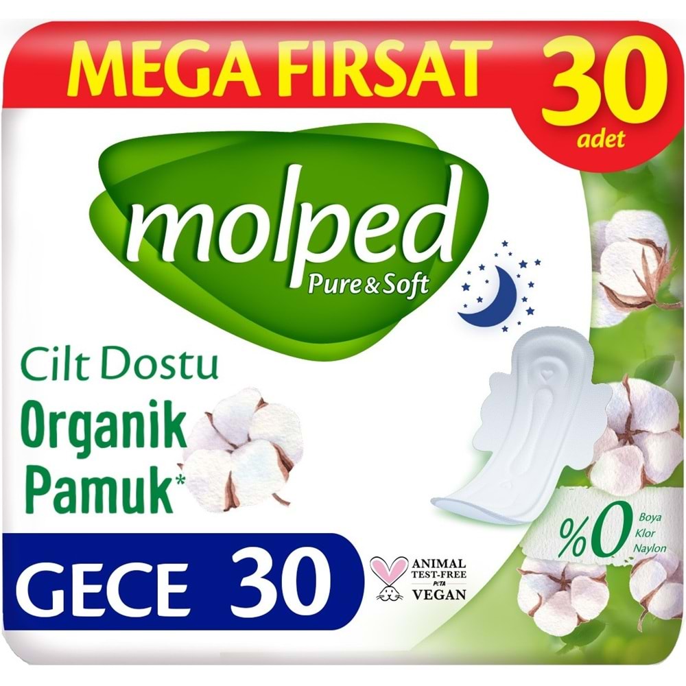 Molped Pure&Soft Hijyenik Ped Gece 180 (6PK*30) Adet Mega Pk