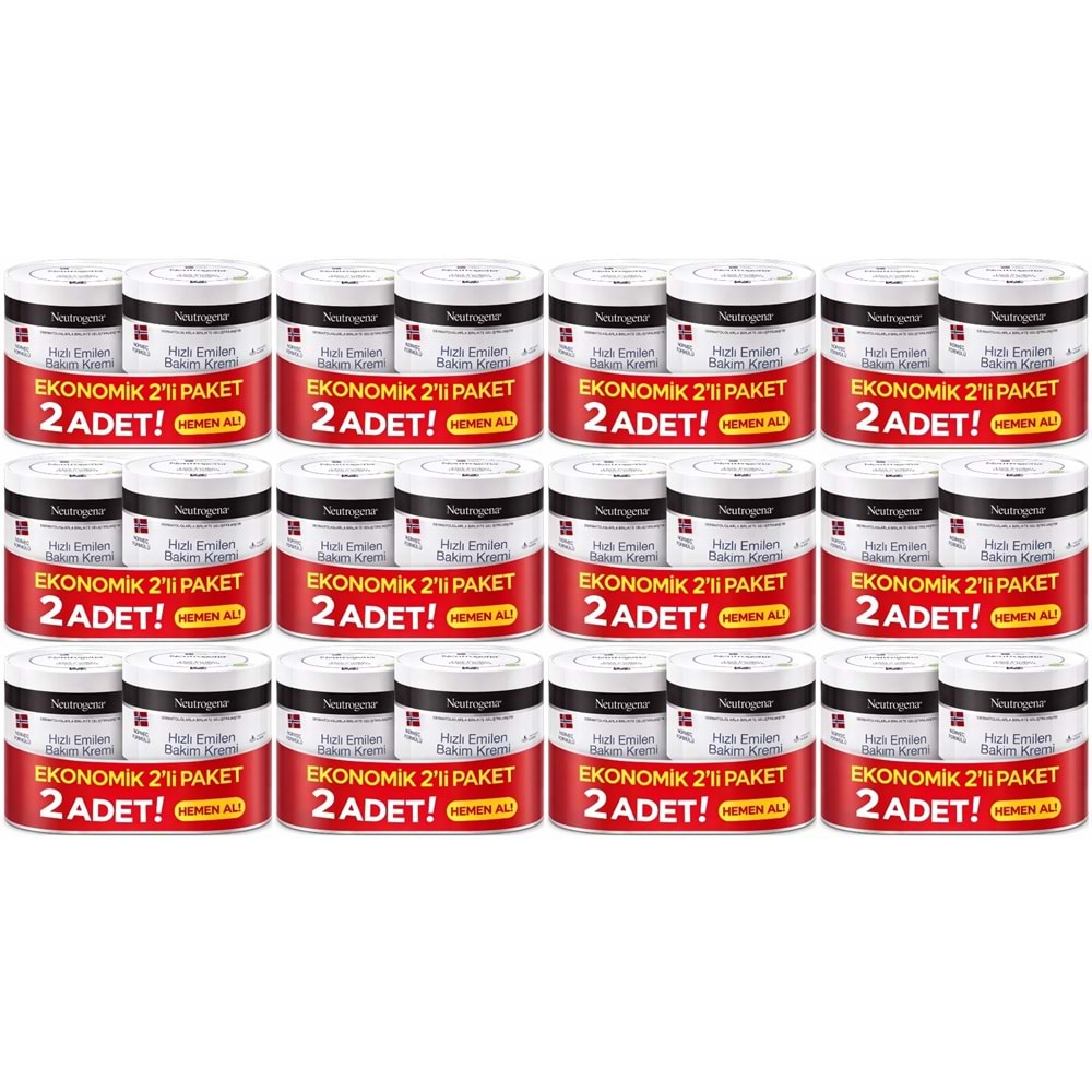 Neutrogena Norveç Formülü Hızlı Emilen Bakım Kremi 200ML+200ML 400ML Avantaj PK (12 Li Set)