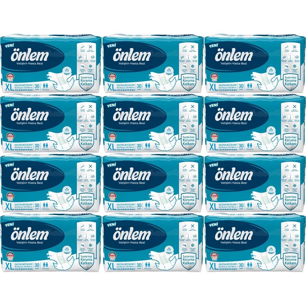 Önlem Yetişkin Bezi Bel Bantlı Tekstil Yüzey XL - Extra Large - Ekstra Büyük 360 Adet (12PK*30)