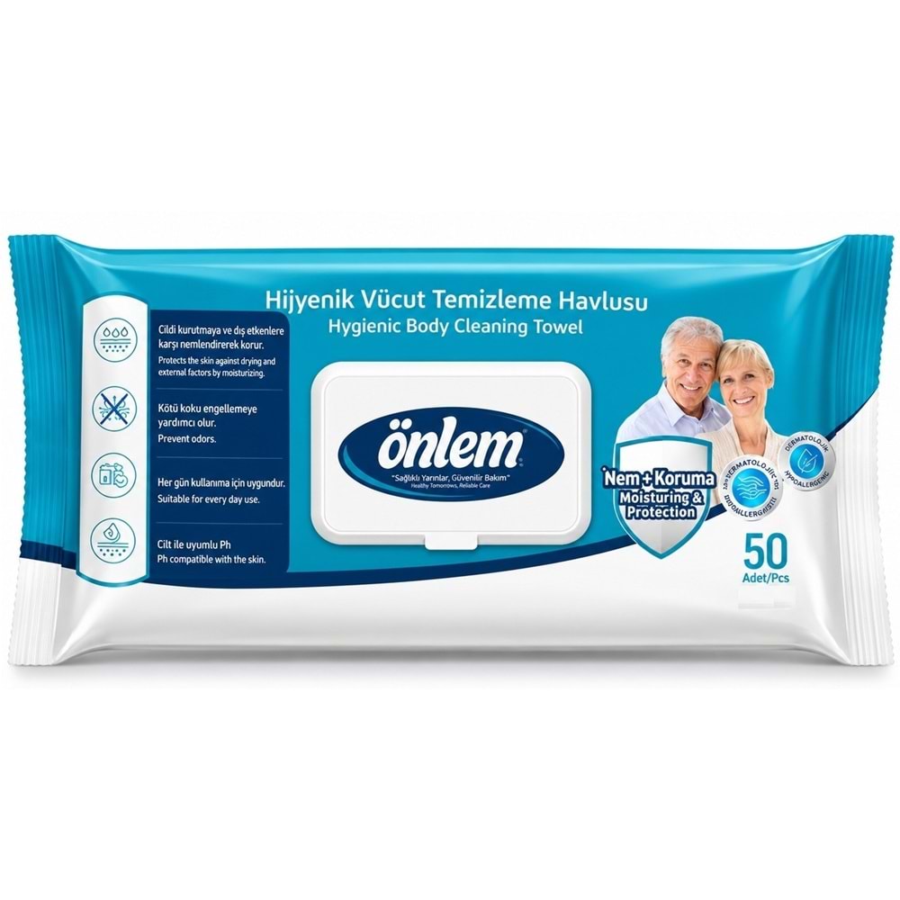 Önlem Hijyenik Vücut Temizleme Islak Mendil Havlu 250 Yaprak (5PK*50)