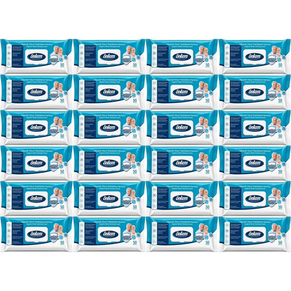 Önlem Hijyenik Vücut Temizleme Islak Mendil Havlu 1200 Yaprak (24PK*50)