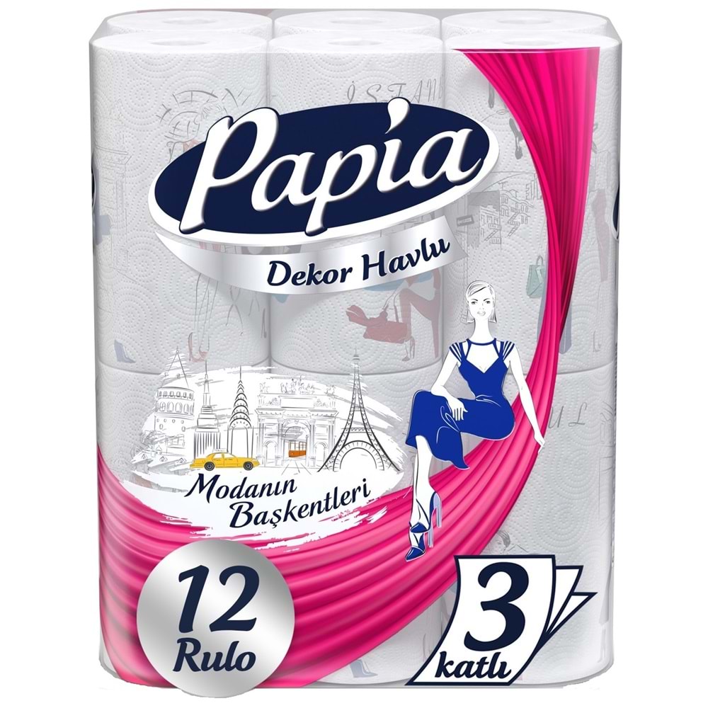 Papia Kağıt Havlu Decor (Modanon Başkentleri Desenli) 24 Lü Set (2PK*12)