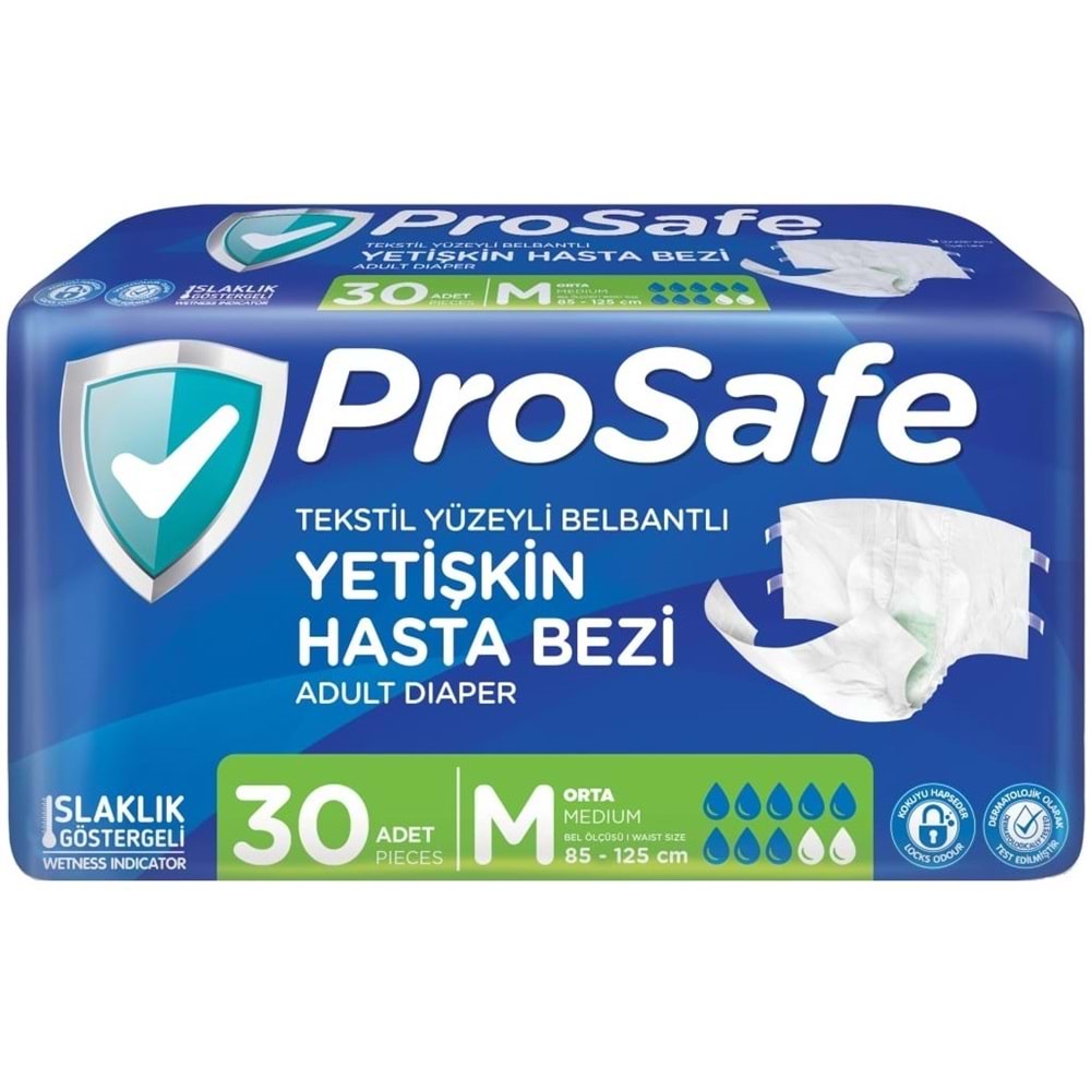 Prosafe Yetişkin Bezi Bel Bantlı Tekstil Yüzey M - Medium - Orta Boy 150 Adet (5PK*30)