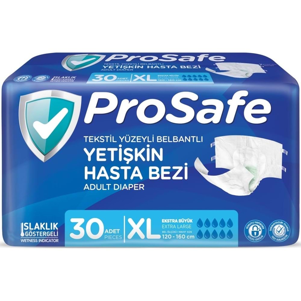 Prosafe Yetişkin Bezi Bel Bantlı Tekstil Yüzey XL-Extra Large Boy 90 Adet (3PK*30)