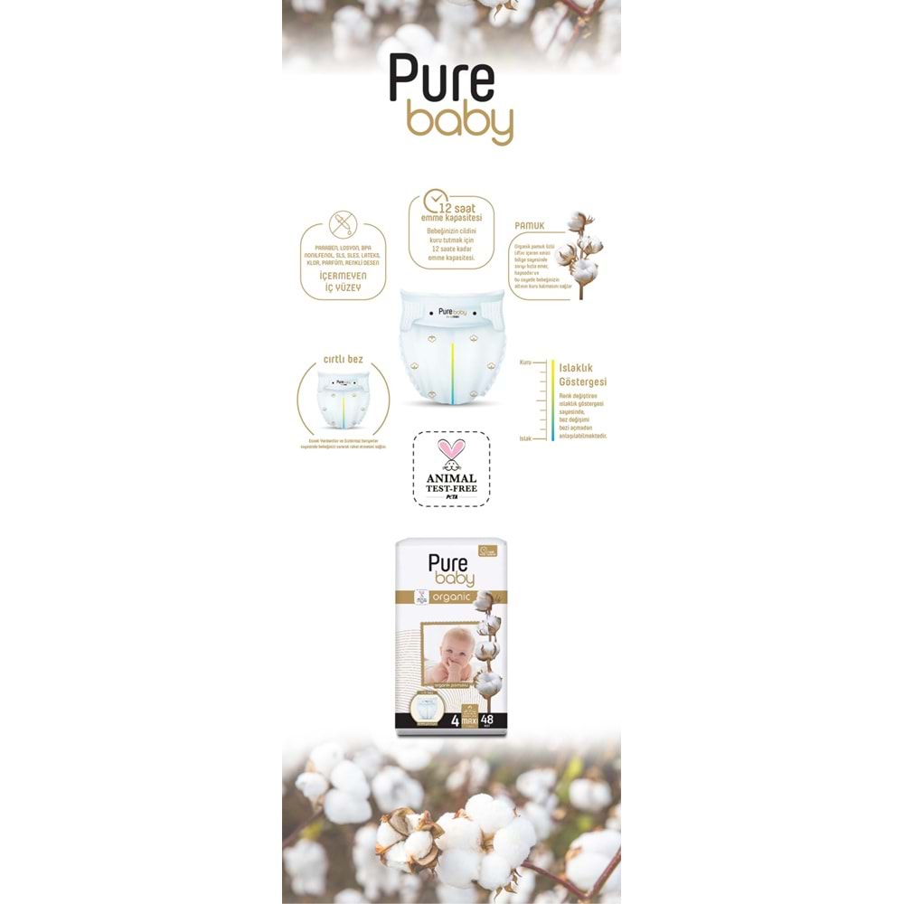 Pure Baby Organik Bebek Bezi 5 Beden 11-20 KG Junior 160 Adet Avantaj Fırsat Pk