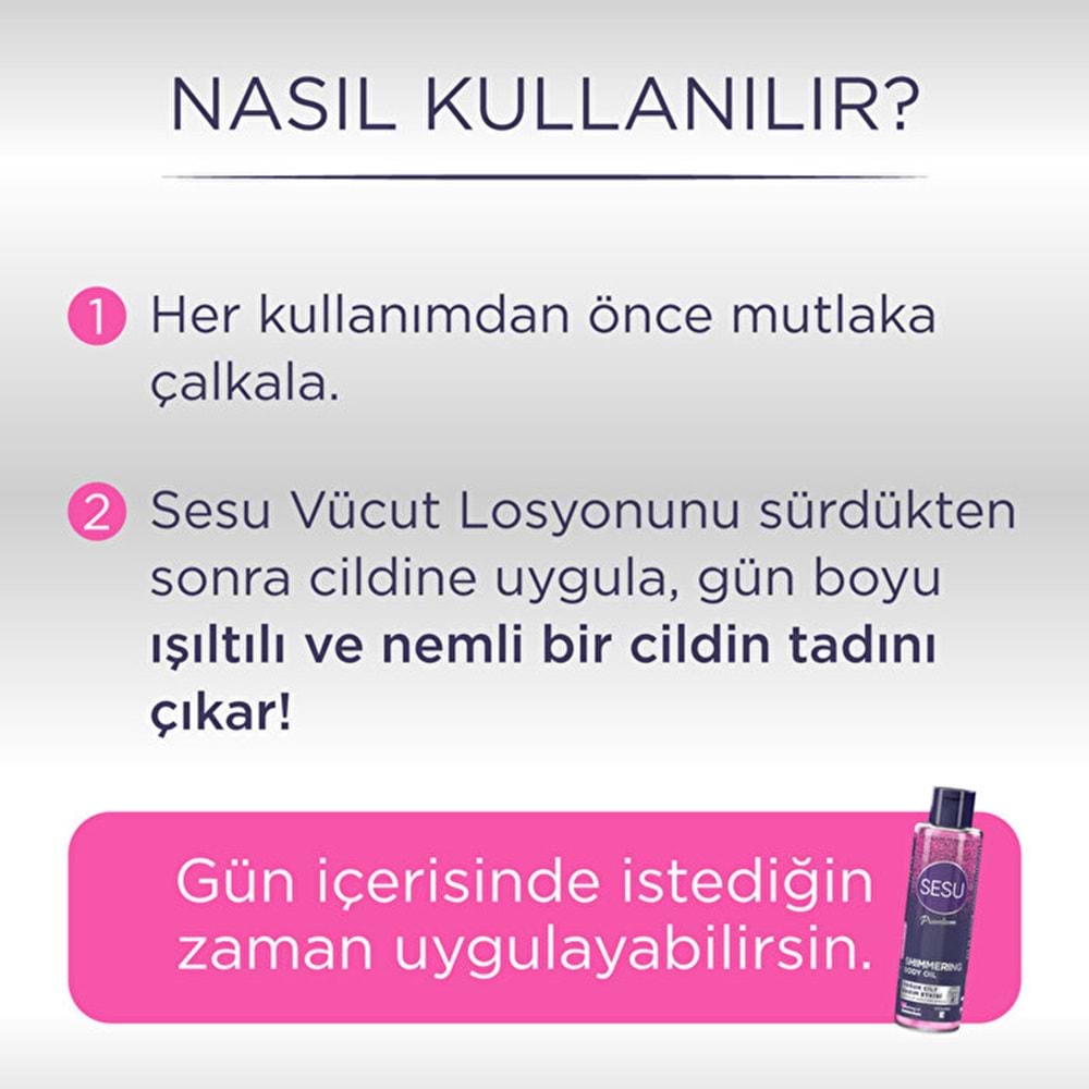Sesu Simli Cilt Bakım Yağı 150ML (Shımmering Body Oıl) (2 Li Set)