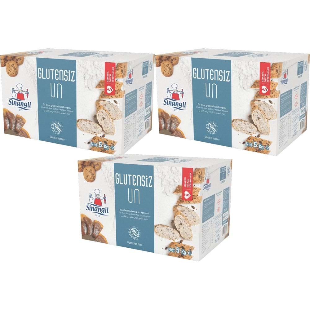 Sinangil Glutensiz Un 15KG (15000GR) Kutu Çölyak Diyetine Uygun (3PK*5KG)