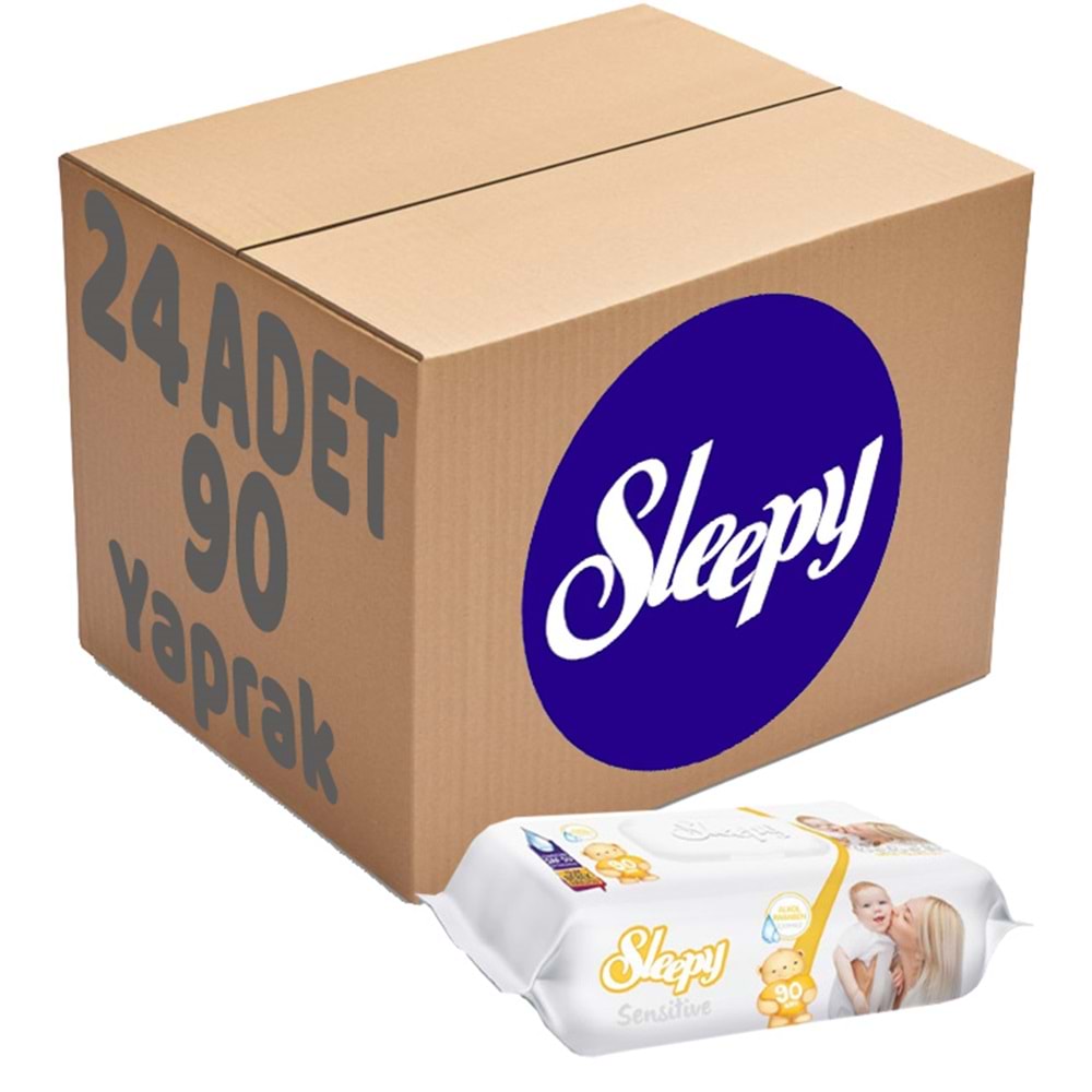 Sleepy Islak Havlu Mendil 90 Yaprak Sensitive 24 Lü Set Plastik Kapaklı