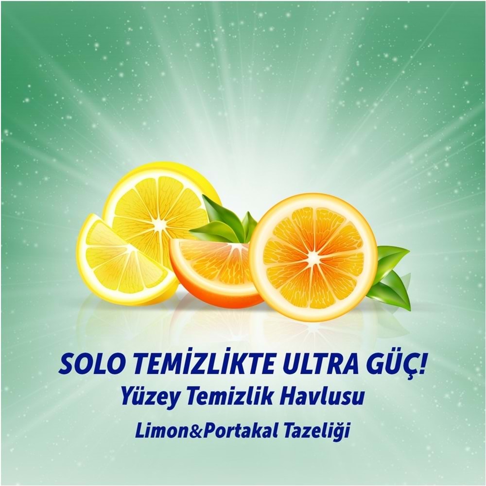 Solo Yüzey Temizlik Havlusu - Mendili 100 Yaprak Limon & Portakal Tazeliği (5 Li Set) 500 Yaprak