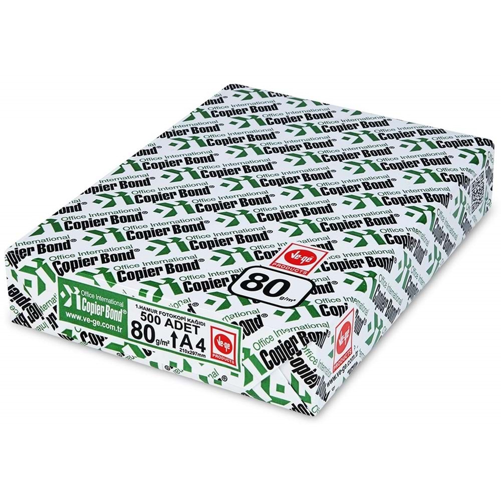 Copier Bond (Ve-Ge) A4 80GR/M2 Fotokopi Kağıdı 5000 Adet (10PK*500)