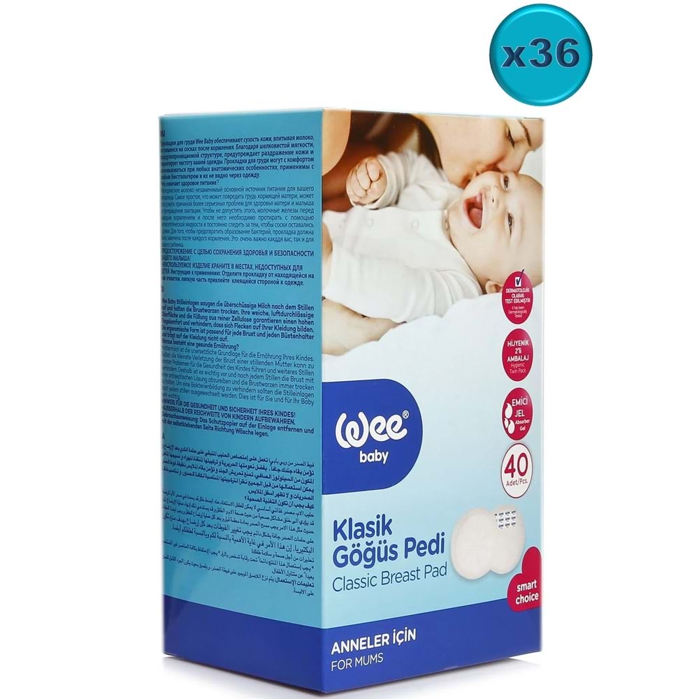 Wee Baby Klasik Göğüs Pedi (40 Lı) 1440 Adet (36PK*40) 1 Koli