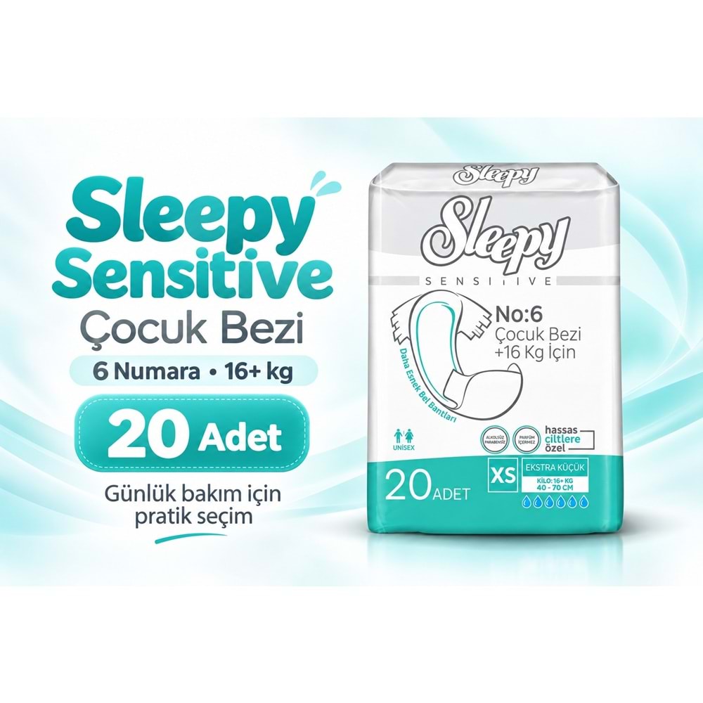 Sleepy Çocuk Bezi Bel Bantlı XS - Extra Küçük - Ekstra Küçük 240 Adet (16+ KG Bel Ölçüsü 40-70 CM)