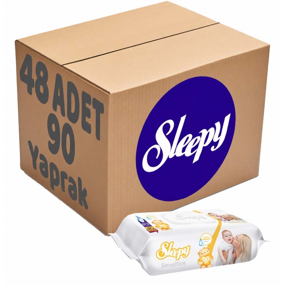 Sleepy Islak Havlu Mendil 90 Yaprak Sensitive 48 Li Set Plastik Kapaklı 4320 Yaprak