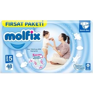 Molfix Bebek Bezi 5 Beden 11-18 KG Junior 48 Adet Fırsat Pk