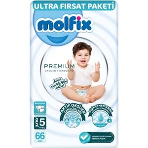 Molfix Premium Bebek Bezi 5 Beden 11-18 KG Junior 66 Adet Ultra Fırsat Pk