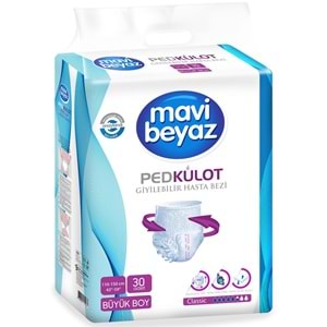 Mavi Beyaz Ped Emici Külot Yetişkin Bezi L - Large - Büyük (30 Adet)