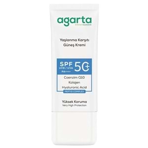 Agarta Yaşlanma Karşıtı Collagen Destekli Spf+50 Faktör Yüz Güneş Kremi 50 ML
